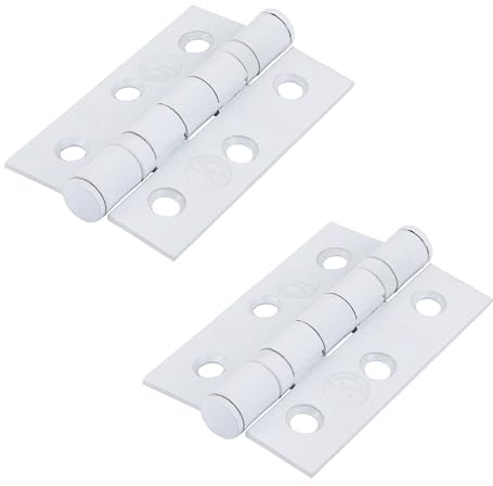 [FIXINGS DIRECT] Grade 7 Ultimate Pair of 75mm Fire Door Hinges (Electro Brass, Chrome, Satin Chrome, Satin Nickel, Black, White) 76x50x2.0mm Internal Doors Hinges (Epoxy White, 75mm x 50mm)