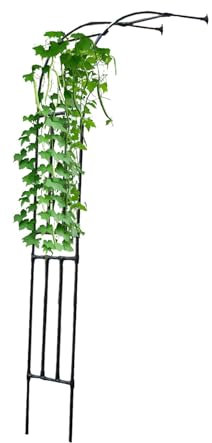 Halber Rosenbogen,Torbogen Rankgitter Metall,Gartenbogen Für Kletterpflanzen,Rosen Spalier Gegen Die Wand,Rosenbögen Rankhilfe,Rankbogen Pergola,Breite 90/180/200/300cm,Schwarz(HxBxT: 240 x 150 x 40 c