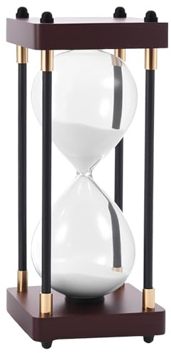 15 Minuten Sanduhr,Weiß Glas Sanduhr mit Hölzernen Endkappen,Rechteckige Sanduhren Timer,20cm Länge Moderne Langlebige Sanduhren für Haus, Schreibtisch,Klassenzimmer Küche Restaurant Büro Wohnzimmer