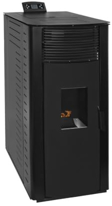 EIDER BIOMASA Estufa Pellets Canalizada GYDA – 13,75 kW (máx. 14,95 kW) – Rendimiento 92% – Hasta 340 m³ – Multiestancia – Tolva 15 kg – Programable – Clase A+ – Negro