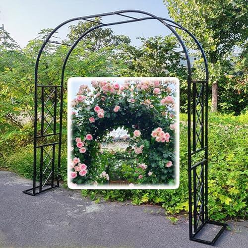 Rosenbogen aus Metall Gartenbogen verzinkt Rankgitter 6 Breiten 140-340cm Stabil Rostfrei für Kletterpflanzen, Outdoor Hochzeit, Rosenbogen Rankhilfe Ceremony Decor(Black,Width 102in/260cm)