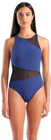 Arena Damen Arena Feel Women's Mesh Panels Angle Vent Back Sporty Ladies Bathing Swimsuit Badeanzug (1er Pack)