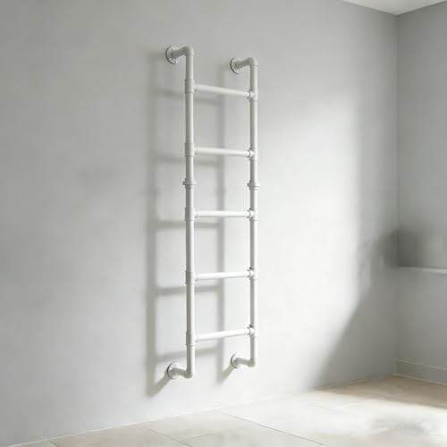 ZENSTYW Scala A 5 Gradini per Letti A Castello,Scale Soppalcate in Metallo Pesante,Scala da Arrampicata per Soffitta Dormitorio,Bianco,per Casa,Dormitorio(155cm/61in)