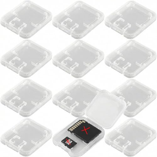 ZIOYANE 12Pcs SD Card Cases, Transparent Universal Plastic Storage Case & Organizer for Memory Cards