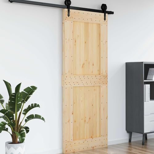 QUAHEAS Tür NARVIK Natur Massivkiefer 90 x 210 cm Innenbereich, schlichte Holz Tür mit Zarge, Scharnier, Schloss und Griff, ideal für Zimmer, Flur, Büro, Wohnraum, Renovierung und Trennwand