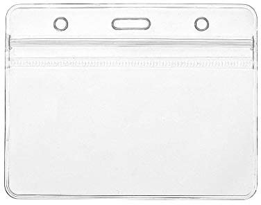CKB LTD Lot de 100 Expo Claire Horizontal Porte Badge Transparent en Etanche Plastique Porte-Cartes pour d'identité étiquette pour nom, Carte de Bus, Carte D'étudiant, Carte de Visite 11 x 9cm Holds