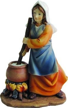 Krippenfiguren Frau am Feuer, geeignet für 7cm Figuren, handbemalen