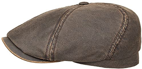 Stetson Brooklin Old Cotton Flatcap Herren - Schiebermütze im Used Look - Flat Cap mit UV-Schutz 40 - Schirmmütze mit Baumwolle - Mütze Frühjahr/Sommer - Herrenmütze braun XL (60-61 cm)