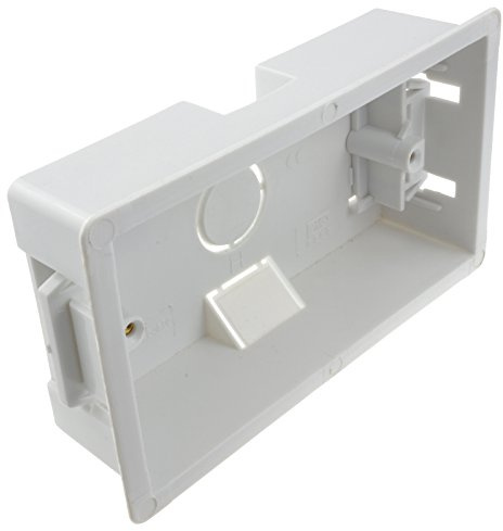 kenable Dry Lining Plasterboard Back Box 2 Gang 35mm Depth Pattress Box for Switches and Sockets with Adjustable Lugs for 6-20mm Boards