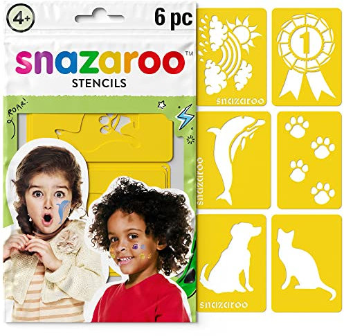 Snazaroo Schmink Schablonen Set gemischt, 6 Wiederverwendbare Acryl Schablonen