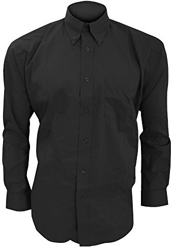 Kustom Kit Mens Long Sleeve Corporate Oxford Shirt (14.5inch) (Black)