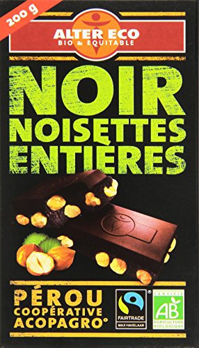 Alter Eco Tablette de Chocolat Noir Noisettes Entières Bio et Equitable 200 g