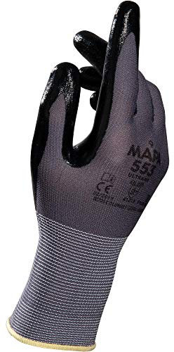 Ultrane 553 Black Nitrile Mens Work Gloves Mechanic Gloves Builders Gardening Construction Workman Site Tradesman Protective Safety Gloves Size 8 Medium (1 Pair)