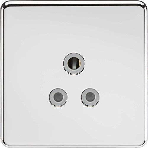 Knightsbridge SF5 APCG Screwless Unswitched Socket, Polished Chrome with Grey Insert, 5 A