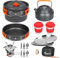 bisgear Juego de Utensilios de Cocina 18/8 Platos Camping para 2 Personas Ollas y Sartenes de Camping y Hervidor de Camping Tazas Cubiertos Kit de Camping para Trekking y Picnic