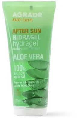 Hydragel Lotion AfterSun Aloe Vera 100% natürliche After-Sun Feuchtigkeitscreme Frische und sofortige Linderung Empfindliche Haut Schnelle Aufnahme 200 ml - Agrado