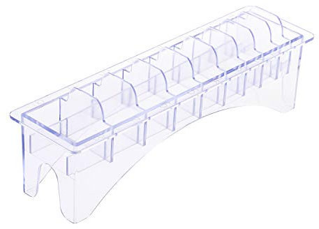 Rectangular Plastic Blade Organizer for 10 Blades, Clipper Comb Holder Storage Case Rack, 10 Grid Base for Hair Clipper Limit Comb Guide Comb Storage Organizer