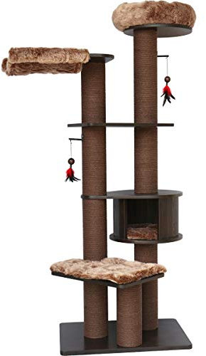 Flamingo Kratzbaum Raisa 3 – Braun/Grau, 198 cm | XXL-Kletterparadies für Katzen!