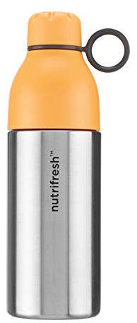 Nutrifresh Take 2 in 1 Stainless Steel Insulated Double Wall Bottle & Mug, 500ml with 400ml, Orange and Silver