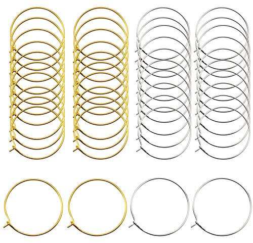 Baven 200 Stück Weinglas Charm Rings Wire Hoops Ohrringreifen für DIY-Schmuck, Weinglas Markierungen (30 * 25mm)