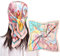 MEANBEAUTY Damen 70 x 70 cm Seidenschal Seide Leicht Bandana mehrfarbig Schal Kopftuch Haarschal-Blumen 11
