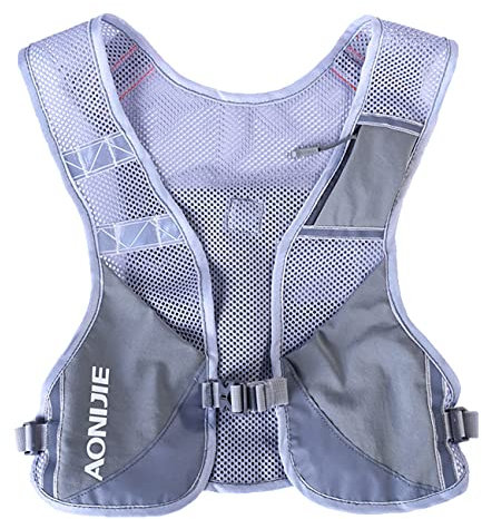 Gilet de Course Réfléchissant Sac d'Hydratation Trail Veste Running Sac à Dos Léger pour Marathon Randonnée Vélo Randonnée Sac à Dos d'hydratation (Gris)