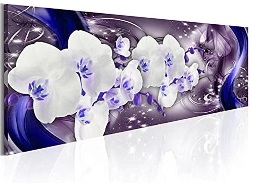 5D Diamant Painting Bilder Blaue orchidee,DIY Diamond Painting Set für Kinder und Erwachsene, Malen Nach Zahlen Vollbohrer Kristall Strass Mosaik Leinwand Stickerei Handwerk Wanddeko Geschenk 60x120cm
