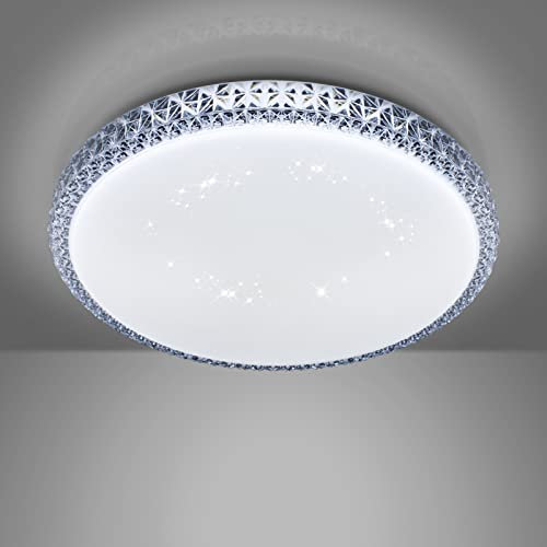 VIPMOON 36W Ultra-Thin Gem LED Ceiling Light, Crystal Round Ceiling Light 6500K, Natural White Flush Mount Lamp Fixture for Bedroom Kitchen Small Living Room Garage Hallway Office