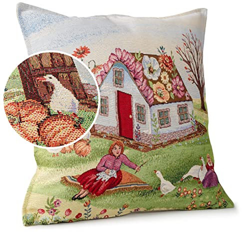 ANRO Kissenbezug Dekokissen Kissen Sofakissen Kissenbezüge Kissenhülle Gobelin Motiv Lebkuchenhaus 45x45cm ohne Füllung