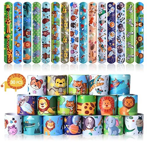 Acuiwer Braccialetti Slap 30 Pezzi Animale Slap Bracelets Schiaffo Bracciali Gadget Compleanno Bambini Festa Bomboniere Regalo Ragazze Ragazzi