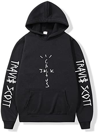 NUTSIE Hoodie Travis Scott Hip Hop Lässiges Sweatshirt Frühling Herbst Sweatshirt Plus Größe Männer und Frauen XS - 4XL (Black,XS)