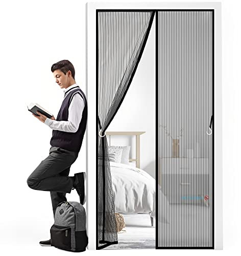 Magnet Fliegenschutz Türen, 255 x 190 cm Feines undurchdringliches Gitter, vollmagnetisch, schließt automatisch ohne Insekten durchzulassen(Schwarz)