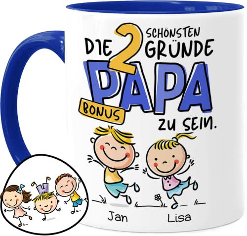 Cupdarling® Mug Bonus Papa Personnalisé - Les 2 Plus Belles Raisons D'Être un Beau-Père - Tasse Cadeau pour Fête Des Pères ou Anniversaire - 330 mL Céramique