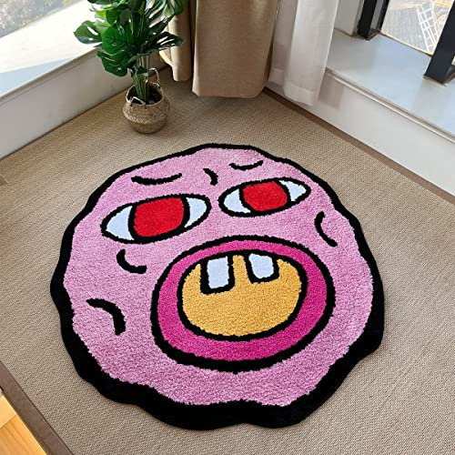 LAKEA Quadratischer Teppich in Kirschform für Raumdekoration, Rosa, Kawaii, 60 x 59 cm