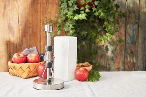 Küchenrollenhalter Easy Twist, Stehend, küchenpapierhalter mit Gewichteter Basis Saugnapf, Edelstahl für Arbeitsplatte, küchenrolle Halter für Standard und große Rollen!