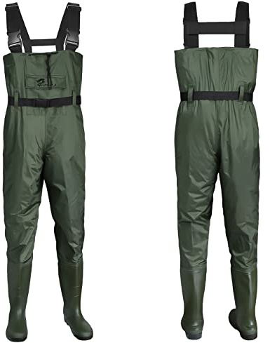 Trampolieri da pesca per uomo e donna, con stivali, impermeabili, traspiranti, verdi/marroni, taglie 38-46, Verde, 45W