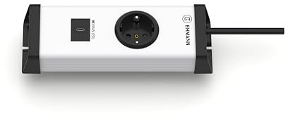 EHMANN 0200x0n012301 Multilader Steckdosenleiste, 1-Fach + 1x USB-C 65W Schnelllader, 1,5 m Zuleitung