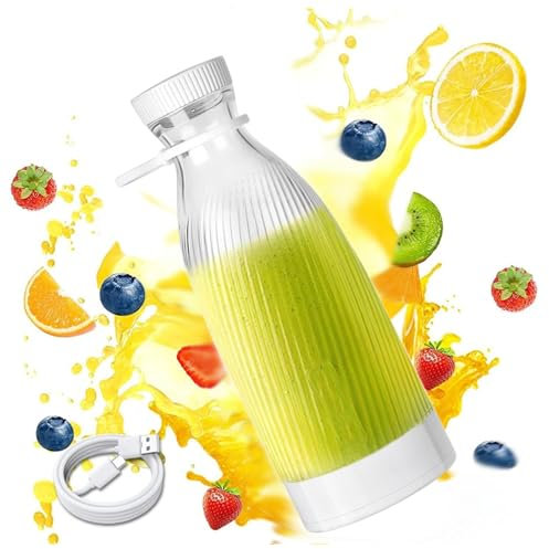Mini Fruit Juice Cup, 500ml, 6 Blades Design Fresh Juice Mixer, Wireless Portable Usb Charging The Fruity Blender, The Most, White