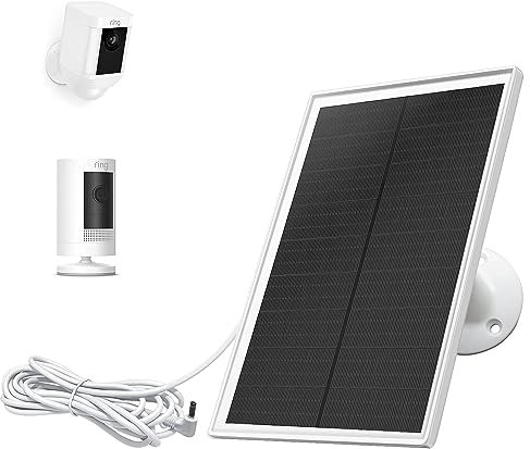 Solar Panel Charger for Ring Camera, Compatible with Ring Stick Up Cam Battery, Ring Spotlight Cam Battery, Not for Spotlight Plus/Pro, Waterproof, 6W Fast Charging (White)