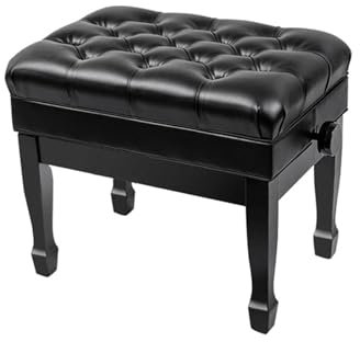 YIORYO Piano Bench Adjustable, Piano Bench with Padded Cushion and Storage, Wooden Keyboard Bench Piano Bookcase Stool Chair Seat Waterproof (Grey : Black)