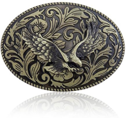 ieron Gürtelschnalle Reparatur Zubehör Ersatz Western Cowboy Vintage Stil für DIY Gürtel Herstellung, Adler A, 3.8 cm