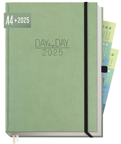 Häfft® Organizer Day by Day Maxi 2025 A4 “Salbei” 1 Tag 1 Seite - Tageskalender, Tagesplaner, Terminkalender, Terminplaner, Buchkalender - nachhaltig & klimafreundlich