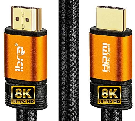 2.1 HDMI Cable 8K, IBRA 9m Ultra HD Lead High-Speed Cord 48Gbps Supports 8K@60HZ 4K@120HZ 4320p - Orange