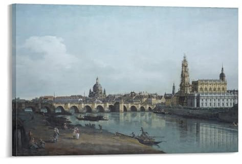 YOOSONG Canaletto Poster mit Blick auf Dresden vom rechten Ufer der Elbe, Poster, Kunstdruck, Wandfoto, Malerei, Poster, Hängebild, Familiendekoration, 30 x 45 cm