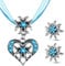 Patelai 3 Stück Trachtenschmuck Set Bayerisch Dirndlschmuck Trachtenkette mit Strass Edelweiß Herz Anhänger und Edelweiß Ohrstecker für Damen Bierfest Trachten Dirndl Outfit Accessoires (Hellblau)