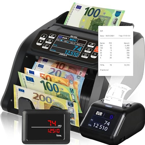 Jubula MV-300 Geldzählmaschine für gemischte Geldscheine Bundle mit Jubula MPR-1 | UV/MG/MT/IR/DD usw. | EUR USD GBP | Banknotenzähler | Geldzähler | Banknotenzählmaschine | Geldscheinzähler