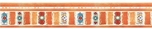 FBHappiness Tapetenbordüre, zum Abziehen und Aufkleben, Wandbordüre, Aufkleber, für Zuhause, Decke, dekorative Bordüre für Badezimmer, Wohnzimmer, Küche, Vintage, orange, 10,6 cm x 1000 cm
