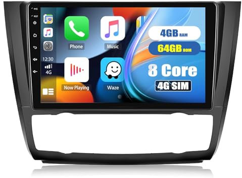 CAMECHO 8-Core 4+64G Android 13 Car Stereo for BMW 1 Series E88 E82 E81 E87 support Wireless Carplay Android Auto 9 Inch Double DIN Radio with Sat Nav Bluetooth DSP/WIFI/FM RDS+Backup Camera