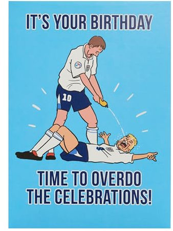 UK Greetings Geburtstagskarte für Ihn/Freund – Paul Gascoigne Design – für Euro's 2024 & Fußballfans