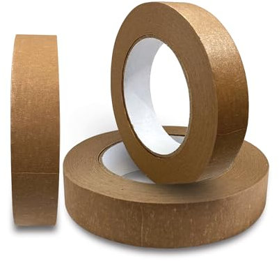 JeeJaan® 3 Rolls of Brown Paper Tape 25mm x 50m Heavy Duty Kraft Tape for Packaging Sealing Boxes and Parcel Wrapping Eco-Friendly Strong Adhesive Recyclable for Packing and Storage Use